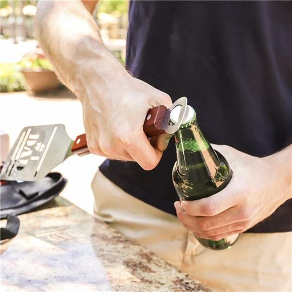 BBQ Grill Tools Set Gift for Dad, 4 Piece Set, Number 1 Dad Tongs, Spatula - Picture 7 of 7